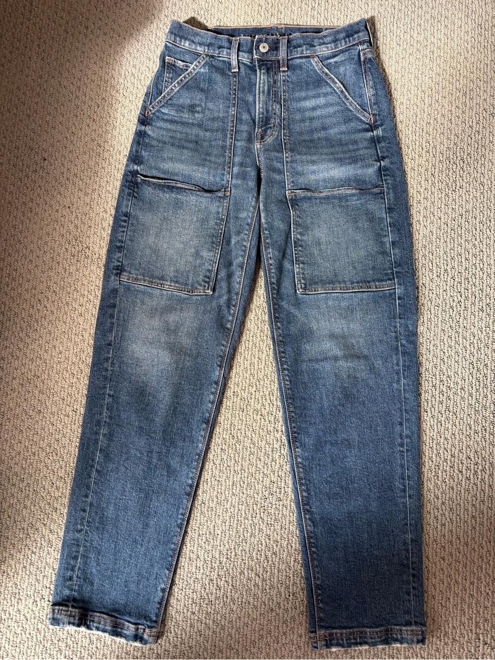 American Eagle Outfitters Women’s Blue Patch Pocket Slim Straight Jeans